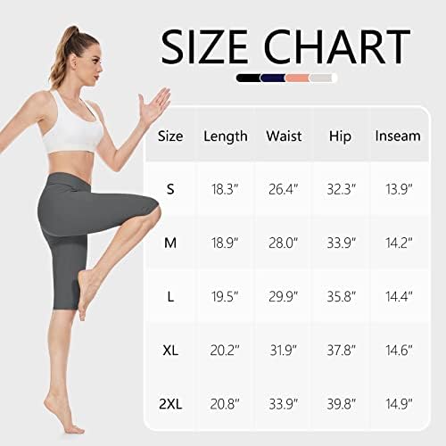 H Helisal Capri Leggings for Women High Talied Lungime Lungime Buzunare Buzunare Yoga Antrenament de vară