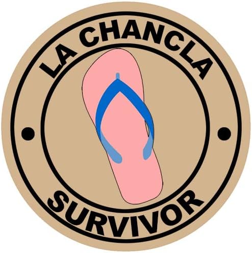Autocolant rotund la Chancla Survivor, Decal Sandal spaniol, vinil amuzant pentru mașini, RVs, răcitoare, sticle de apă, laptopuri
