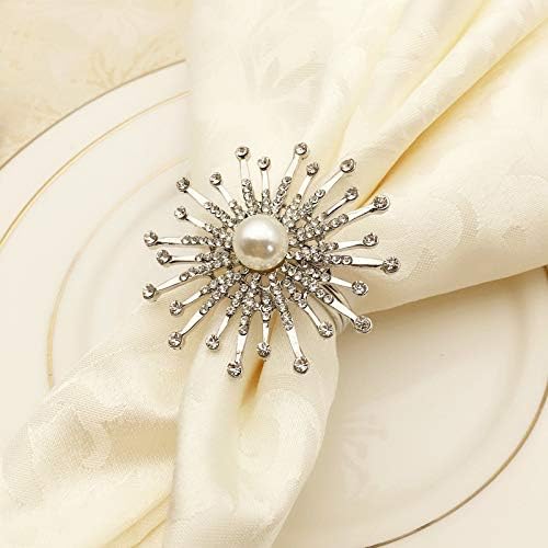 Pdgjg 12pcs șervețel cu flori inel metal metal suport pentru perle perle de boteză cu margele de boteză auriu cadou de nuntă