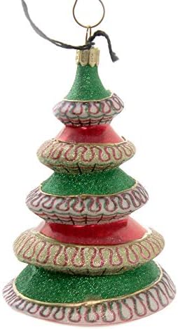 Glitterazzi Ribbon Candy Tree Glass Ornament de Crăciun de Joy to the World Collectibles - 4.5 H.