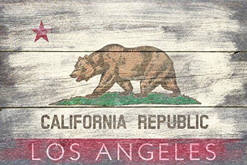 Lantern Press Los Angeles, California, Rustic California State Steag