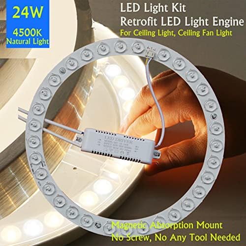 OLYMSTAR 24W ventilator de tavan Kit de înlocuire, Retrofit LED inel lumina motor Upgrade PCB lumina bord, echivalent cu 100W