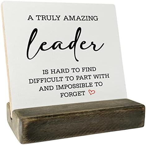 Placă de lemn cadou de lider, un lider uimitor este greu de găsit, imposibil de uitat, placă cu suport din lemn, semn cu semn
