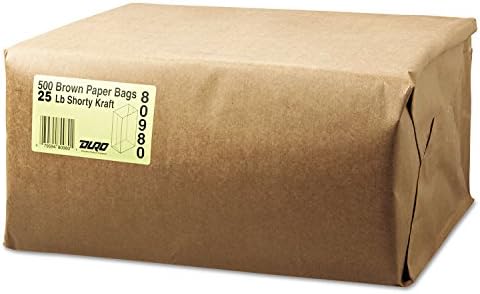 General GK25S50025 Squat Paper Bag, 40lb Kraft, standard 8 1/4 x6 1/8 x15 7/8, 500 saci