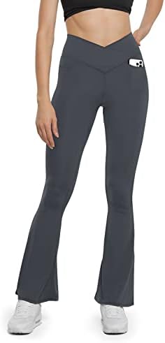 Pantaloni de Yoga Flare pentru femei Hegaly-jambiere Flare Crossover Buttery Soft cu talie înaltă Antrenament Casual Bootcut