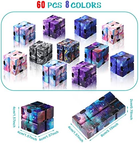 60 de bucăți jucărie cub senzorial cubbget jucărie senzorială de mână de mână de mână blocuri fidgeting joc deget cub gadget