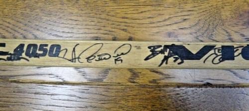 1993-94 Echipa Mighty Ducks a semnat Randy Ladouceur Game folosit Stick 16 Signatures - Sticks autografat NHL