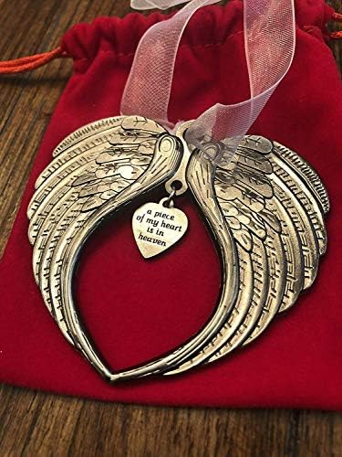 Ornamente de Crăciun aripi de înger - O bucată din inima mea este în cer ornament pentru brad de Crăciun - ornament memorial