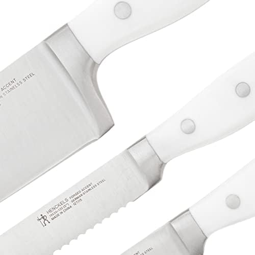 Set de cuțite de pornire HENCKELS Forged Accent Razor-Sharp 3-pc, mâner alb, proiectat German informat de peste 100 de ani