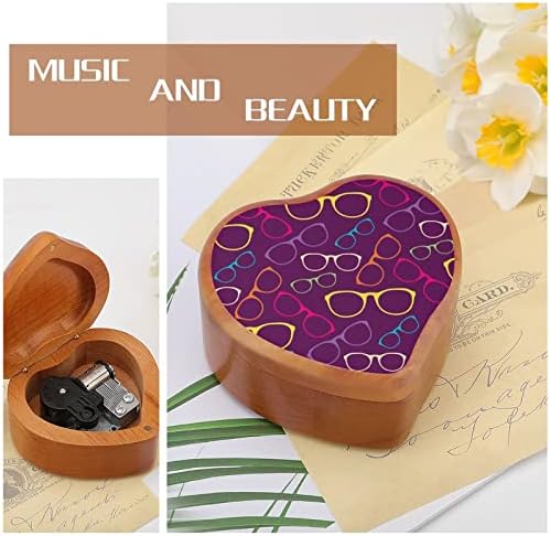 Ochelari de soare colorați model de muzică din lemn cutii de inimă cutii muzicale cutii din lemn vintage pentru cadou