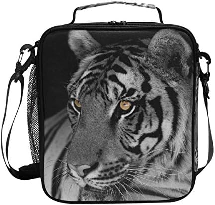 Tiger Wild Animal Lunch Box Tote reutilizabile izolate școală Cooler Bag pentru femei copii