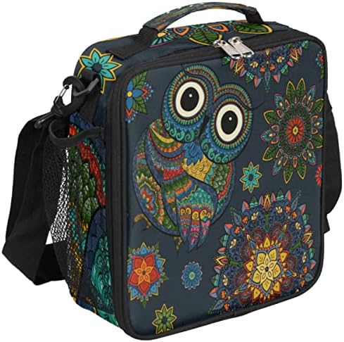 Mandala Owl Blueizolated Pranz Bag pentru bărbați Femei reutilizabile Lunch Box Thermal Cooler prânz tote cu umăr reglabil