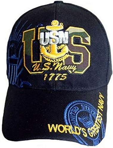 Brodate Negru US Navy ancora 1775 emblema baseball Stil pălărie Cap