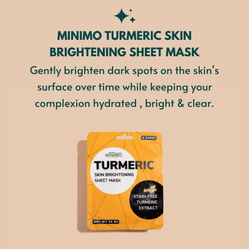 Minimo Turmeric skin Brightening Skincare face sheet Mask cu Turmeric & amp; Alpha Arbutin pentru piele hidratată, strălucitoare