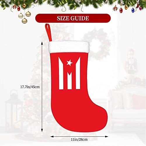 QG ZZX Christmas Christmas Stockings cu alb super moale de pluș cu pavilion Puerto rico steag de Crăciun ciorapi de Crăciun