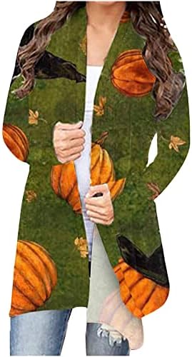 Femei Halloween Imprimare Cardigan Vrac Casual maneca lunga dovleac Grafic tunica top deschis fata jacheta camasa haina