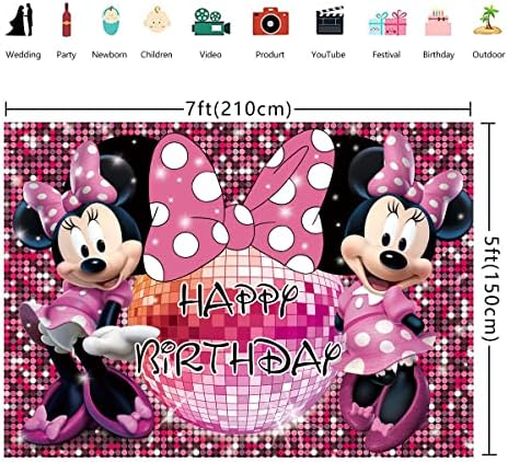 Fundal de mouse de desene animate roz pentru fete 1st 2nd birthday party Glitter Photography background Mouse Birthday Baby