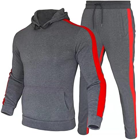 Panouri de 2 piese pentru bărbați cu mânecă lungă cu mânecă lungă, jogger pantaloni de pulover active de îmbrăcăminte casual