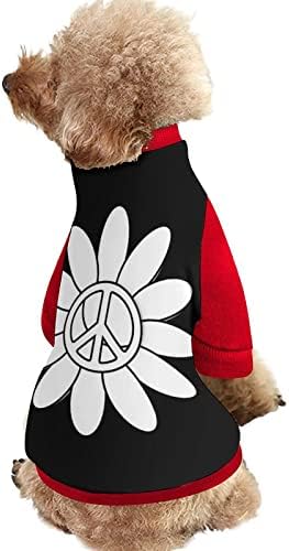 Sunny Flower Peace Sign Semnet Primet Pet Hankenshirt cu Fleece Pullover SALLOVE pentru câini Cat cu design