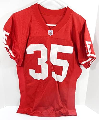 La sfârșitul anilor 1980, începutul anilor ’90 San Francisco 49ers 35 Joc folosit Jersey Red 752 - Joc NFL nesemnat folosit