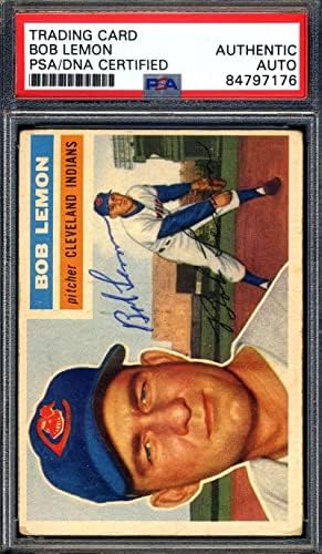 Bob Lemon PSA ADN semnat 1956 Topps Autographed - Baseball Cards Autographed Slabbed Baseball