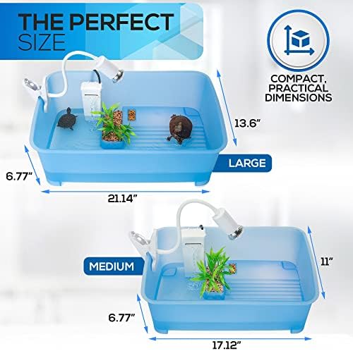 Turtle Aquarium Kit - Rezervor de pornire a țestoasei și accesorii pentru habitat de terariu, inclusiv filtru mic, placă de