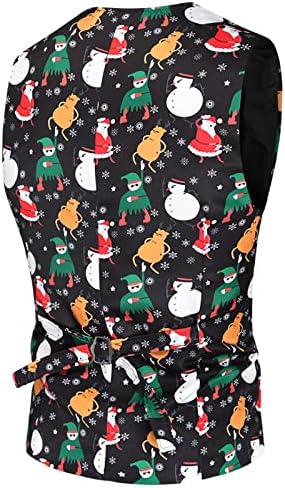 WOCACHI 2PCS Costumele de Crăciun pentru bărbați, Xmas Moș Crăciun Claus Snowman Print pantaloni cu vestă cu o singură sânii