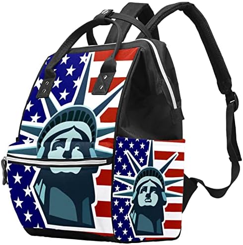 Rucsac de călătorie Guerotkr, pungi de scutec, geantă de scutec pentru rucsac, Statuia Libertății Model de steag american
