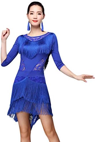 Rochie de dans latin zx pentru femei Dantelă 1/2 mânecă înaltă cu margini joase salsa tango cha cha rumba rochie de dans cu