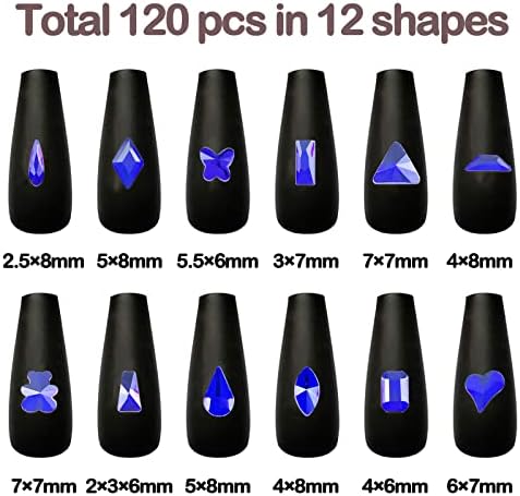 2640 PC -uri de unghii de unghii - spate - spate plat în formă multiplă și rotundă, cristale pentru pietre de față, artă de