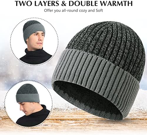 Pălărie de iarnă Cicikiea pentru bărbați, unisex cu manșetă moale unisex, cu manșină moale, șapcă tricotată groasă pentru vreme