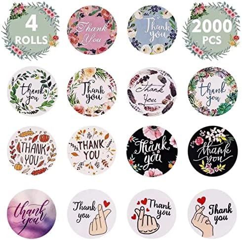Thank You Stickers Thanks Label - 2000buc MoCeYa reutilizabile mulțumesc etichete s pentru felicitări, sigiliu înveliș, cutie cadou, consumabile de petrecere Ziua Recunoștinței , aprecierea profesorului, 1, 4 role de autocolante