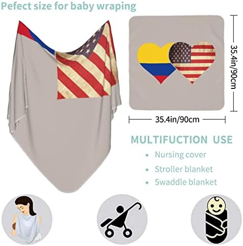 Flag Columbia și American Flag Bătură pentru bebeluși Primind pătură pentru pacheta pentru nou -născuți pentru nou -născut