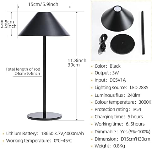 Lampă de masă fără fir LED Modern reglabil reîncărcabil,lampă de birou impermeabilă la atingere,lumină de noapte pentru copii,carcasă