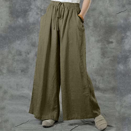 Pantaloni de lenjerie de bumbac pentru femei Meymia, femei de vară, confortabile, potrivite cu picioare largi de talie talie