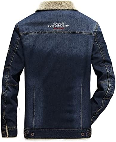 XXBR Jachete din denim de iarnă pentru bărbați, buton în jos cu guler cu filece fleece haina interioară vestimentare groasă