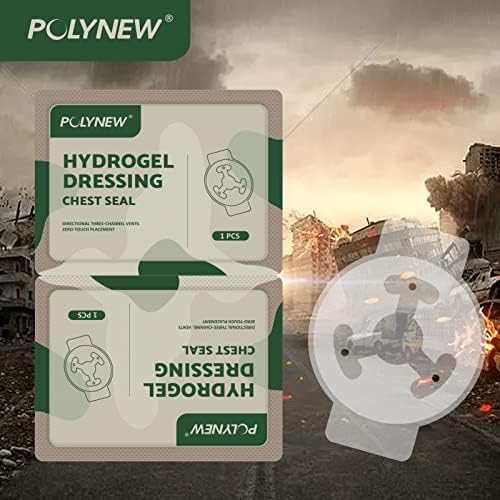 PolyHydrogel Vent Vent Sigilat 6,6 x7.9, 2 pachet individual, pansament super-acrent, livrări IFAK, Prim-ul de urgență