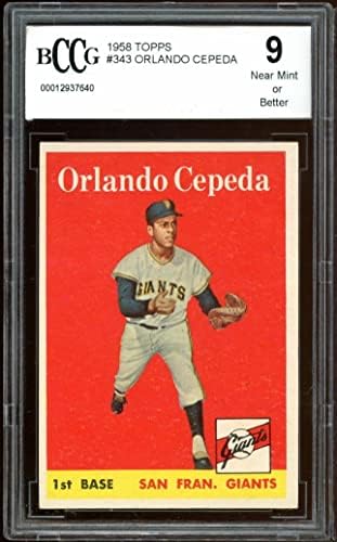 1958 Topps 343 Orlando Cepeda Rookie Card BGS BCCG 9 MINT+