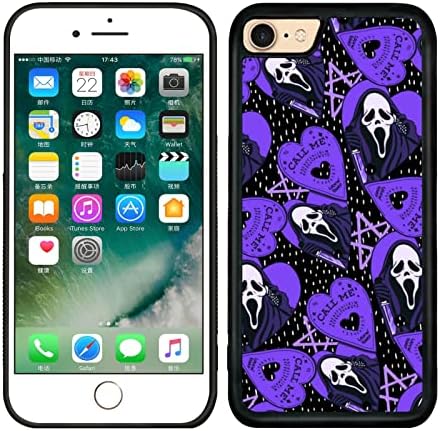 TRADAY Horror Halloween telefon caz Spooky iPhone caz compatibil cu iPhone 7/8 / SE drăguț Goth craniu caz fantomă înfricoșător
