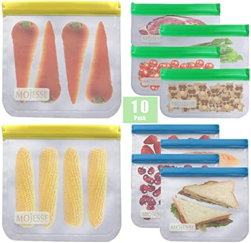 Pungi reutilizabile pentru depozitarea alimentelor pungi Sandwich 10 pachete Leakproof congelator galon pungi BPA gratuit extra