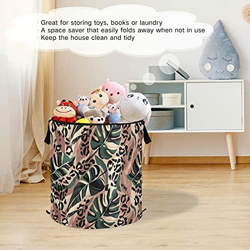Frunze moderne leopard pop up rufe cu coș de depozitare pliabil capac Bag de spălătorie pliabilă pentru baie de dormitor