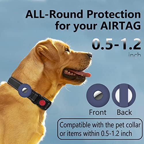 Airtag pentru câini Holder Sollar Silicon Pet Collar Case compatibile cu Apple Airtags, Anti-Lost Air Tag Tag pentru accesorii