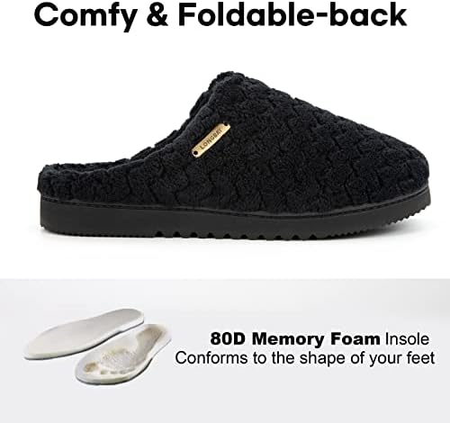 LongBay femei Confortabil Coral Fleece memorie spuma papuci cu confortabil flanel superioară alunecare pe casa Pantofi pentru