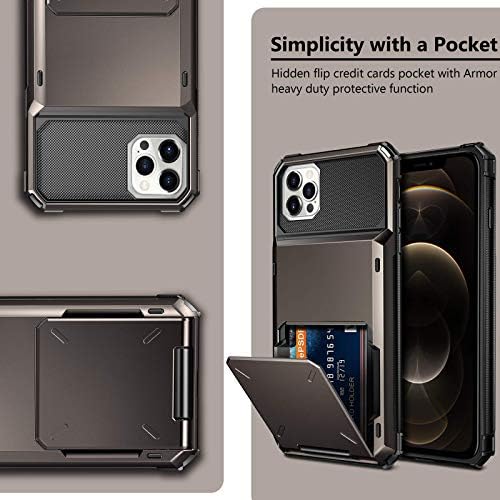 Vofolen compatibil cu iPhone 12 Pro caz 5g portofel 4-Card Slot card de Credit titularul Flip ascunse buzunar Dual strat protector