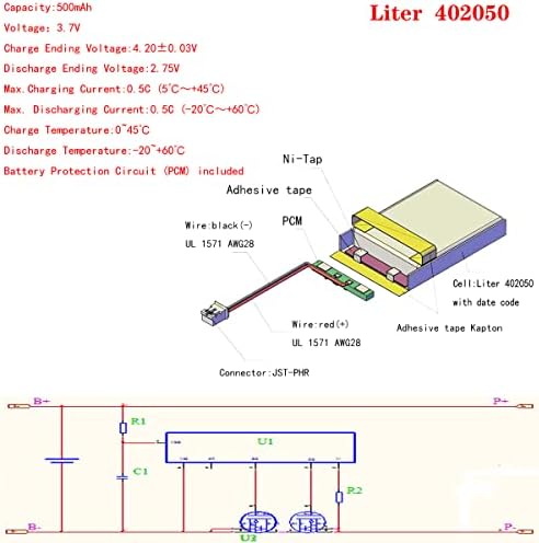 Litru 3.7 V 500mAh 402050 Lipo baterie reîncărcabilă Litiu Polimer ion acumulator cu conector JST 2.0 mm
