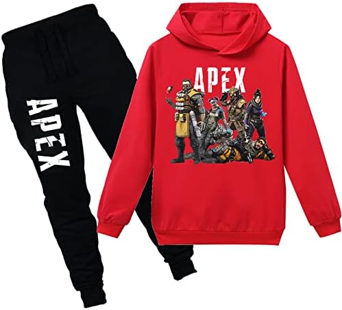 Leeorz Boys Pullover Outfits cu glugă Apex Legends Panouri cu glugă și pantaloni de jogging Sets-adolescență casual 2 piese