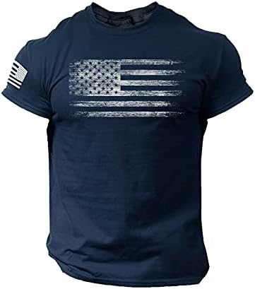 Tricouri patriotice UBST pentru bărbați, 4 iulie American Flag Slim Fit tricou Tricou Crewneck Retro Retro Blaturi cu mânecă