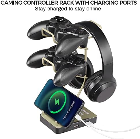 Eureka Ergonomic & Call of Duty PC PC pentru jocuri pentru jocuri pentru birou Setup Accesorii Bundle, căști și controler Stand cu încărcător USB, suport pentru cană de băuturi de neegalat, organizator de benzi de priză Power, cadouri pentru jucători