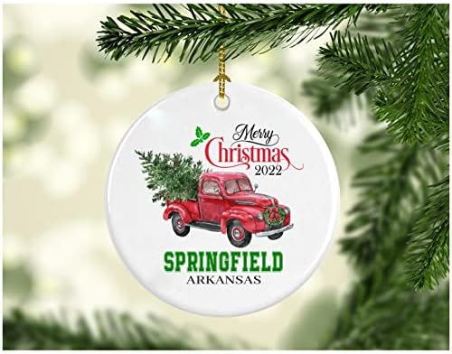 Arbore de decorare de Crăciun Crăciun fericit 2022 Springfield Arkansas Ornament Cadou amuzant Cadou de Crăciun ca familie
