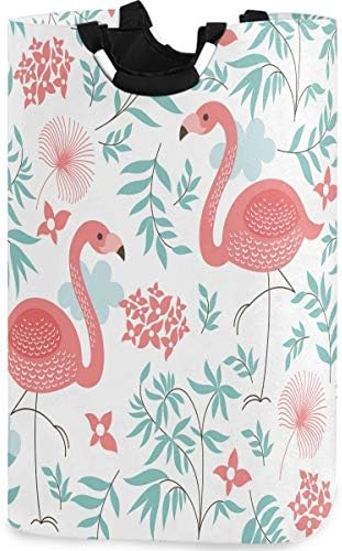 visesunny mare capacitate spălătorie împiedică coș roz Flamingo flori Oxford pânză depozitare Coșuri pentru dormitor, baie,